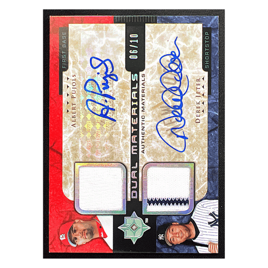 Albert Pujols & Derek Jeter 2005 Upper Deck Ultimate Collection Dual Materials Game Used Autographed #d/ 10 Card #UD-PJ