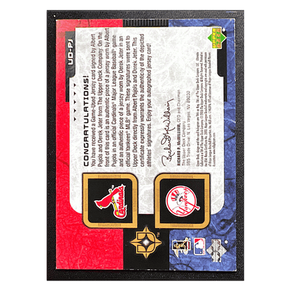 Albert Pujols & Derek Jeter 2005 Upper Deck Ultimate Collection Dual Materials Game Used Autographed #d/ 10 Card #UD-PJ