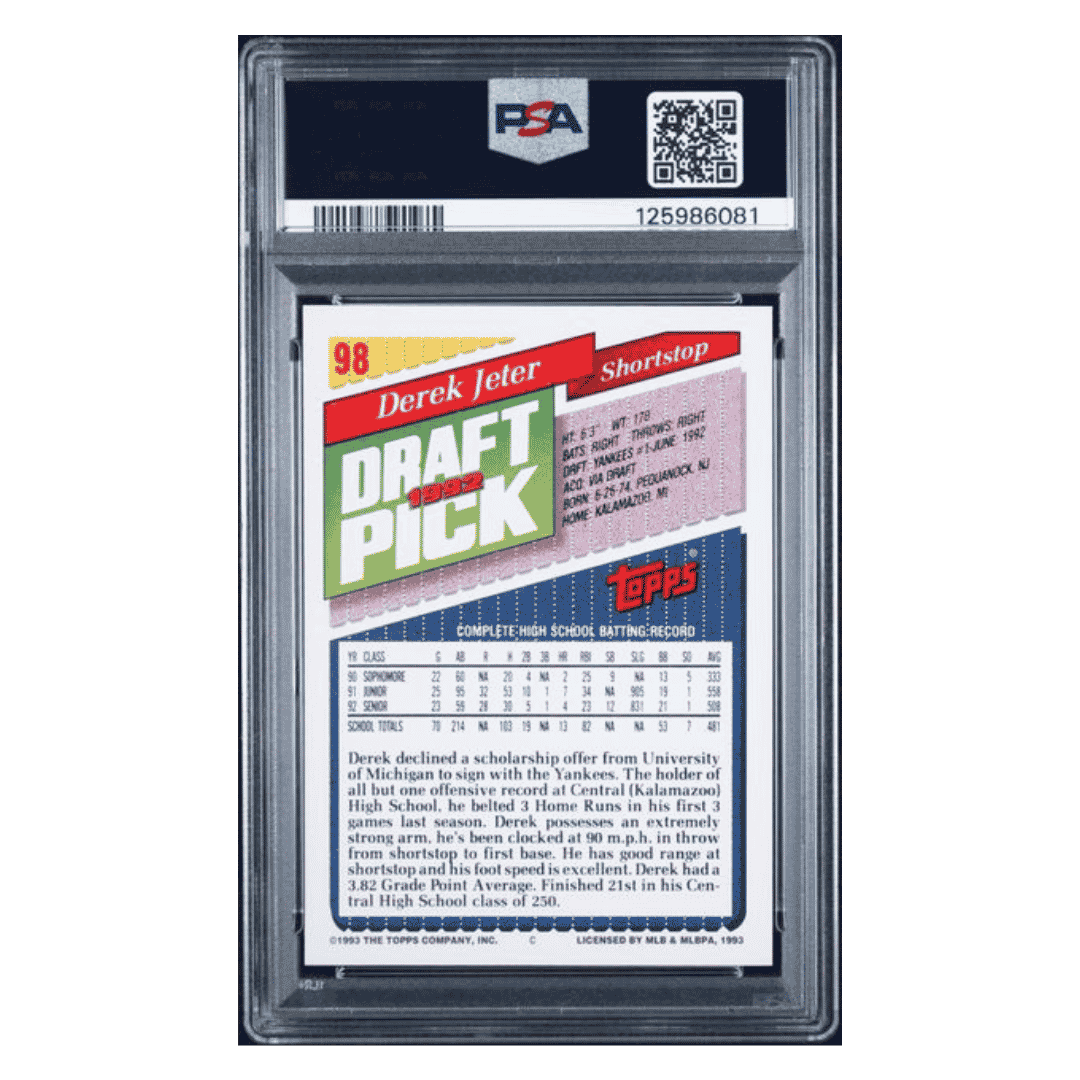 Derek Jeter PSA 8 1993 Topps Card #98