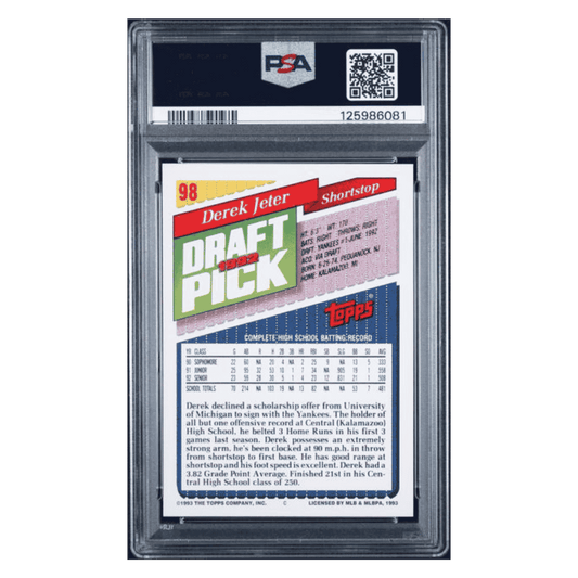 Derek Jeter PSA 8 1993 Topps Card #98