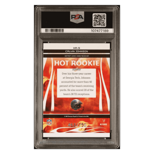 Calvin Johnson PSA 8 2007 Score Hot Rookie Scorecard #d/ 750 Card #HR-5