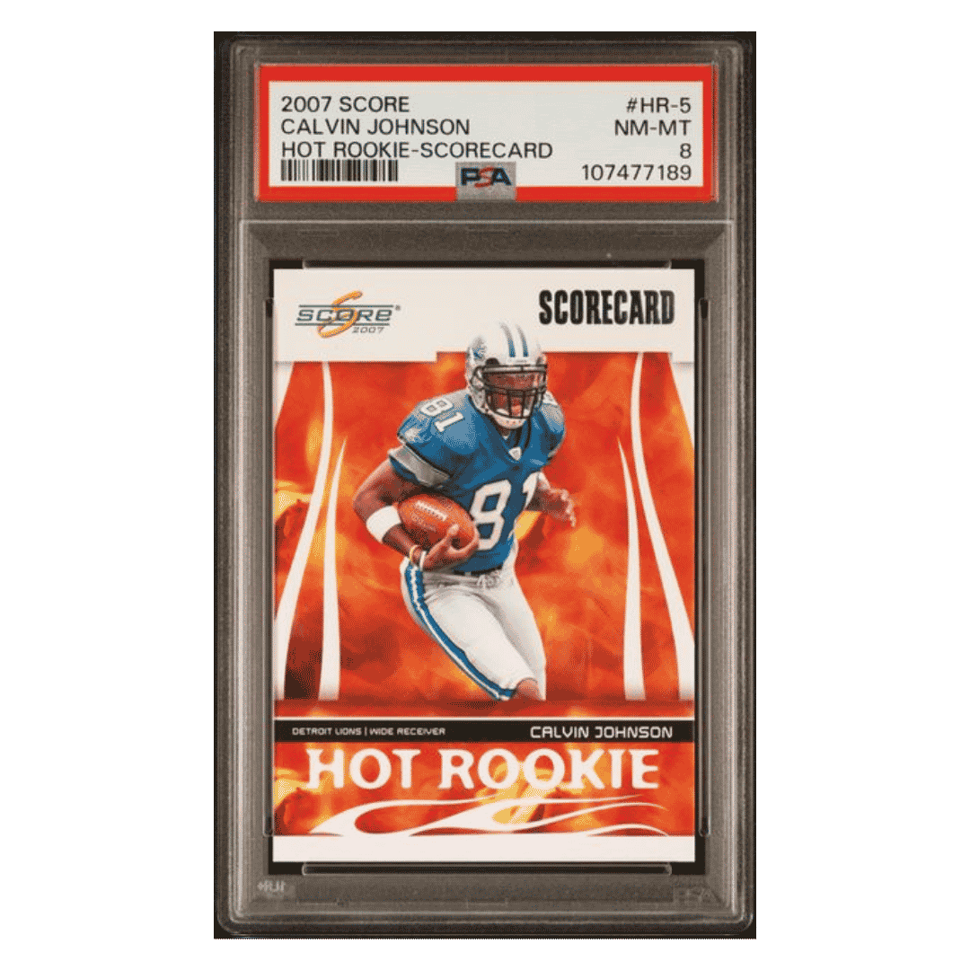 Calvin Johnson PSA 8 2007 Score Hot Rookie Scorecard #d/ 750 Card #HR-5