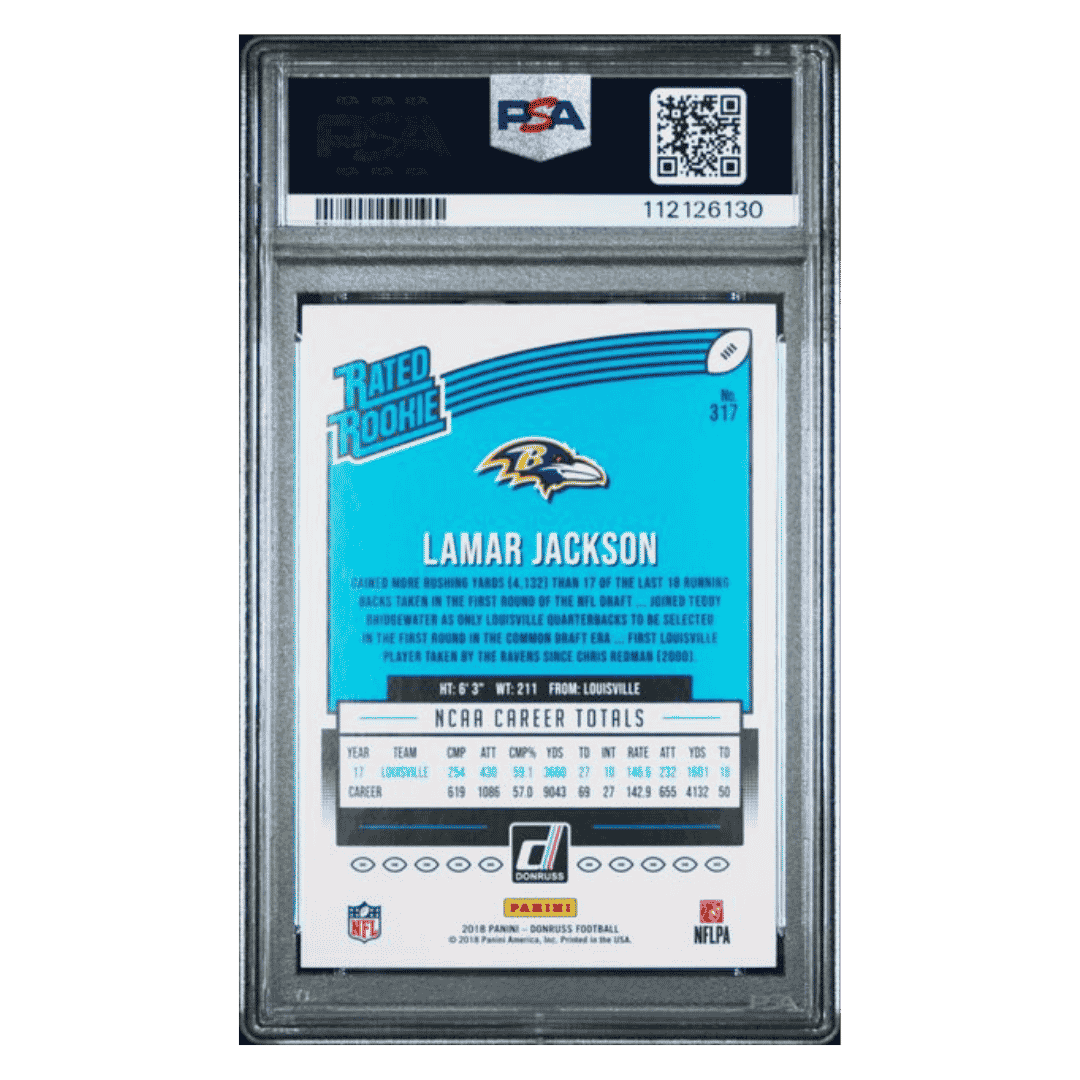 Lamar Jackson PSA 10 2018 Panini Donruss Rated Rookie Card #317