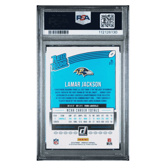 Lamar Jackson PSA 10 2018 Panini Donruss Rated Rookie Card #317