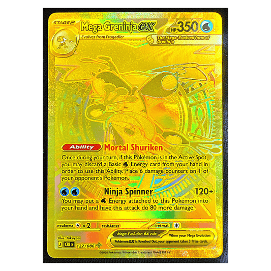 Mega Greninja ex Pokemon Chaos Rising Gold Hyper Rare Full Art Holo Card #122/086