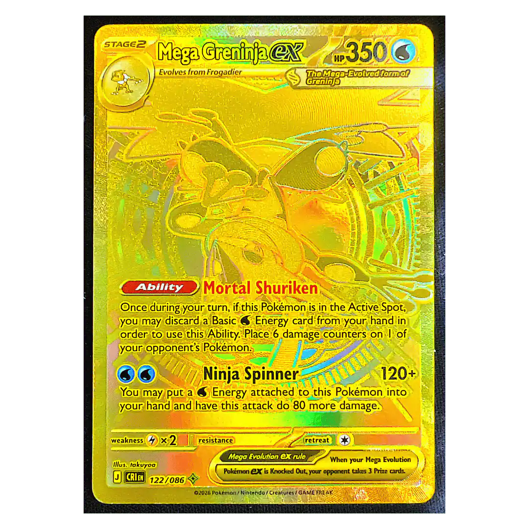 Mega Greninja ex Pokemon Chaos Rising Gold Hyper Rare Full Art Holo Card #122/086