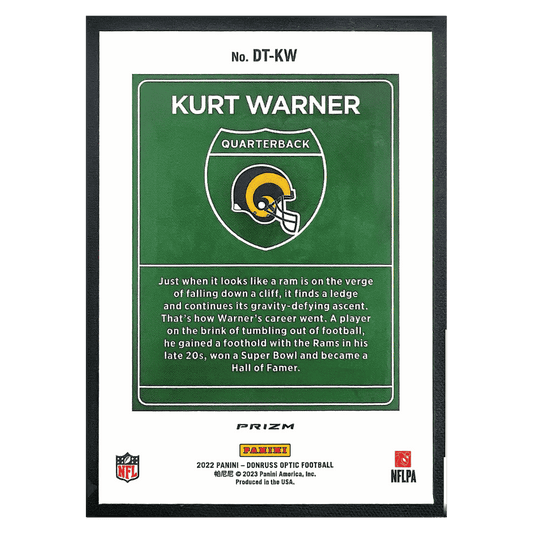 Kurt Warner 2022 Panini Donruss Optic Downtown Card #DTKW