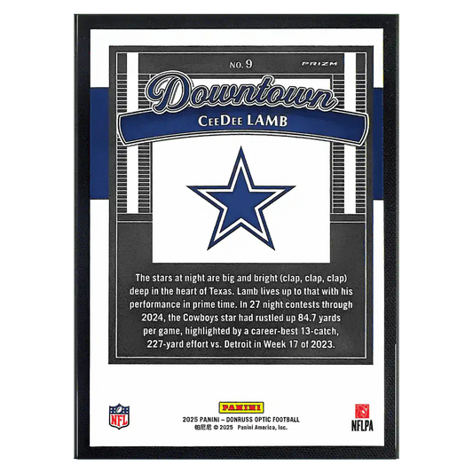 CeeDee Lamb 2025 Panini Donruss Optic Downtown Card #9