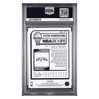 Victor Wembanyama PSA 9 2023 Panini NBA Hoops Silver Rookie RC #d/ 199 Card #277