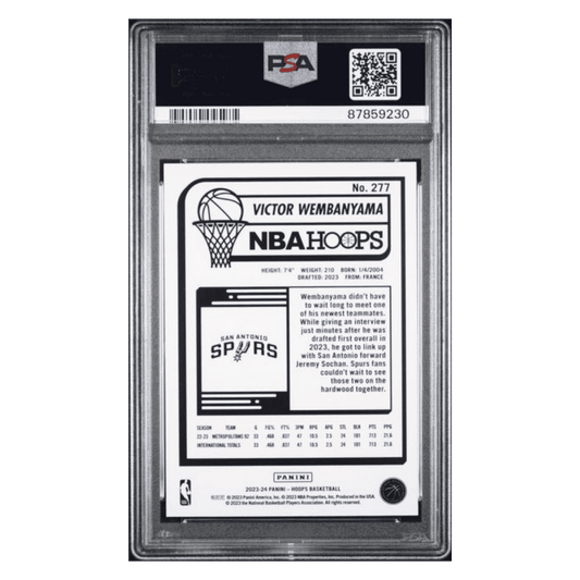Victor Wembanyama PSA 9 2023 Panini NBA Hoops Silver Rookie RC #d/ 199 Card #277