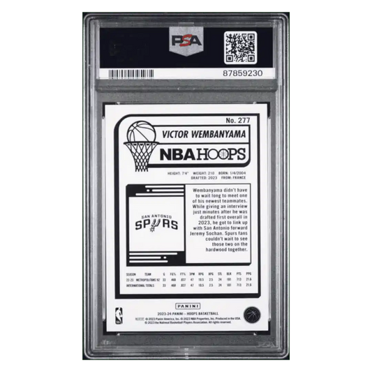 Victor Wembanyama PSA 9 2023 Panini NBA Hoops Silver Rookie RC #d/ 199 Card #277