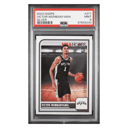 Victor Wembanyama PSA 9 2023 Panini NBA Hoops Silver Rookie RC #d/ 199 Card #277