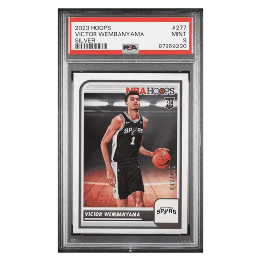 Victor Wembanyama PSA 9 2023 Panini NBA Hoops Silver Rookie RC #d/ 199 Card #277