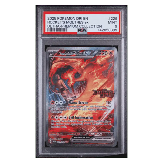 Rocket's Moltres ex PSA 9 2025 Pokemon Destined Rivals Ultra Premium Collection Card #229