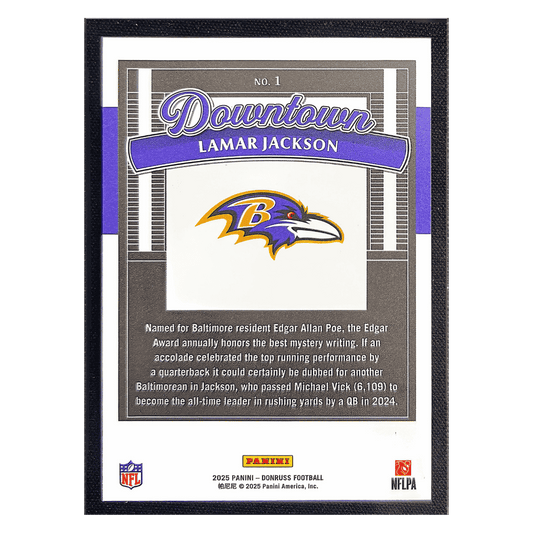 Lamar Jackson 2025 Panini Donruss Downtown Card #1