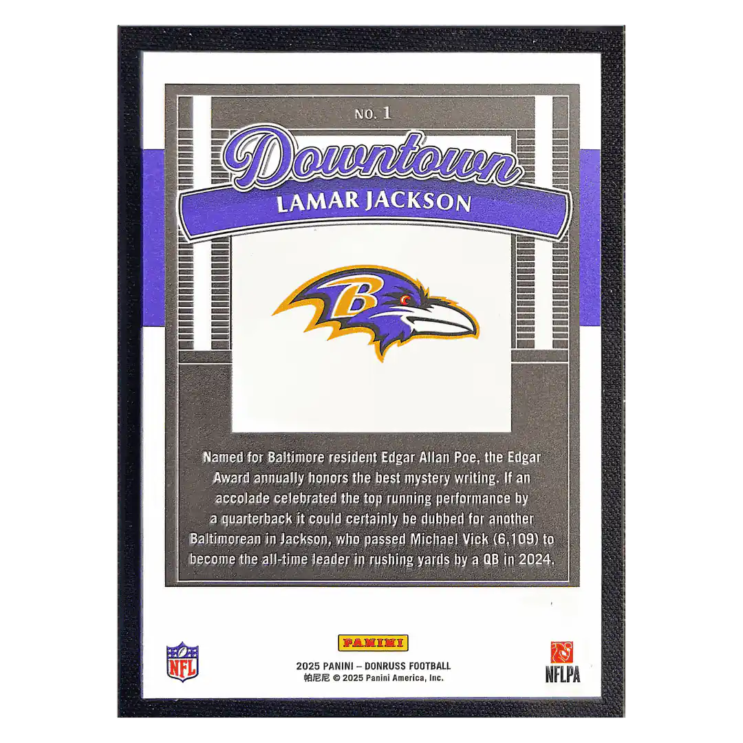 Lamar Jackson 2025 Panini Donruss Downtown Card #1