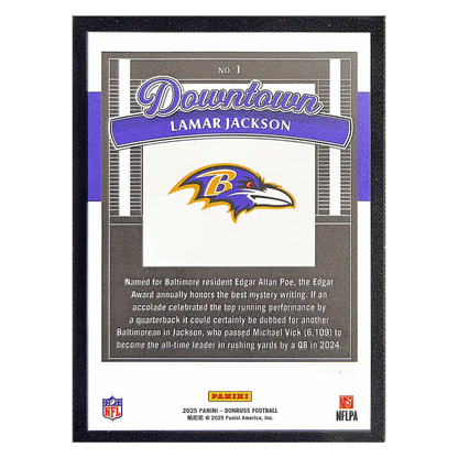 Lamar Jackson 2025 Panini Donruss Downtown Card #1
