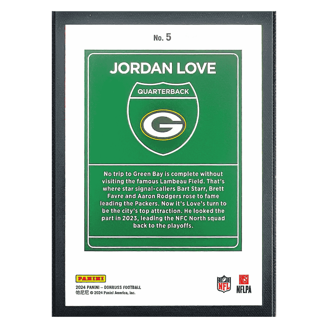 Jordan Love 2024 Panini Donruss Downtown Card #5