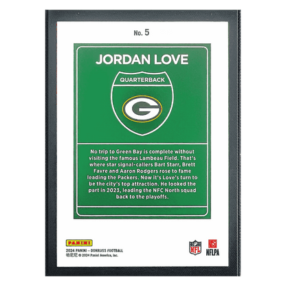 Jordan Love 2024 Panini Donruss Downtown Card #5