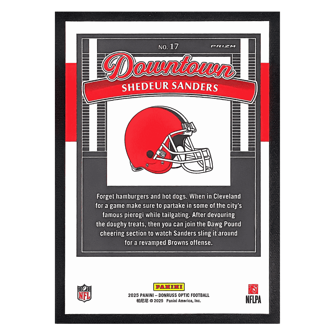 Shedeur Sanders 2025 Panini Donruss Optic Downtown Rookie RC Card #17