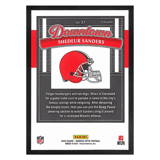 Shedeur Sanders 2025 Panini Donruss Optic Downtown Rookie RC Card #17