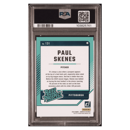 Paul Skenes PSA 10 2024 Panini Donruss Rated Prospect Card #131