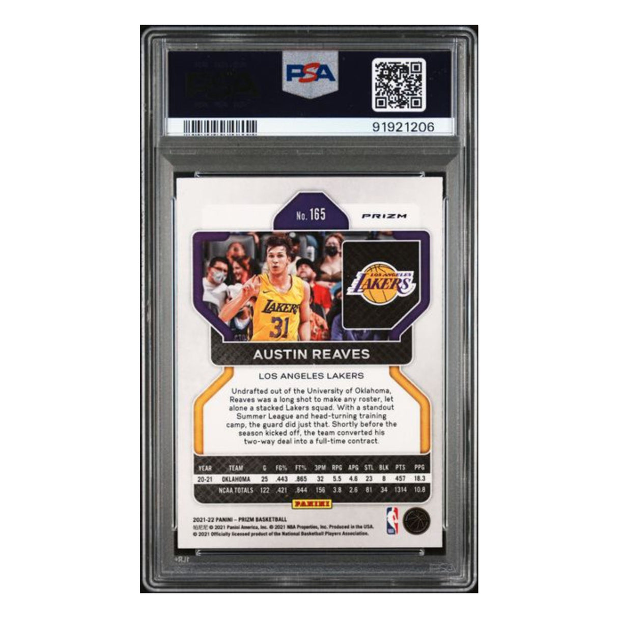 Austin Reaves PSA 9 2021 Panini Prizm Silver Rookie RC Card #165