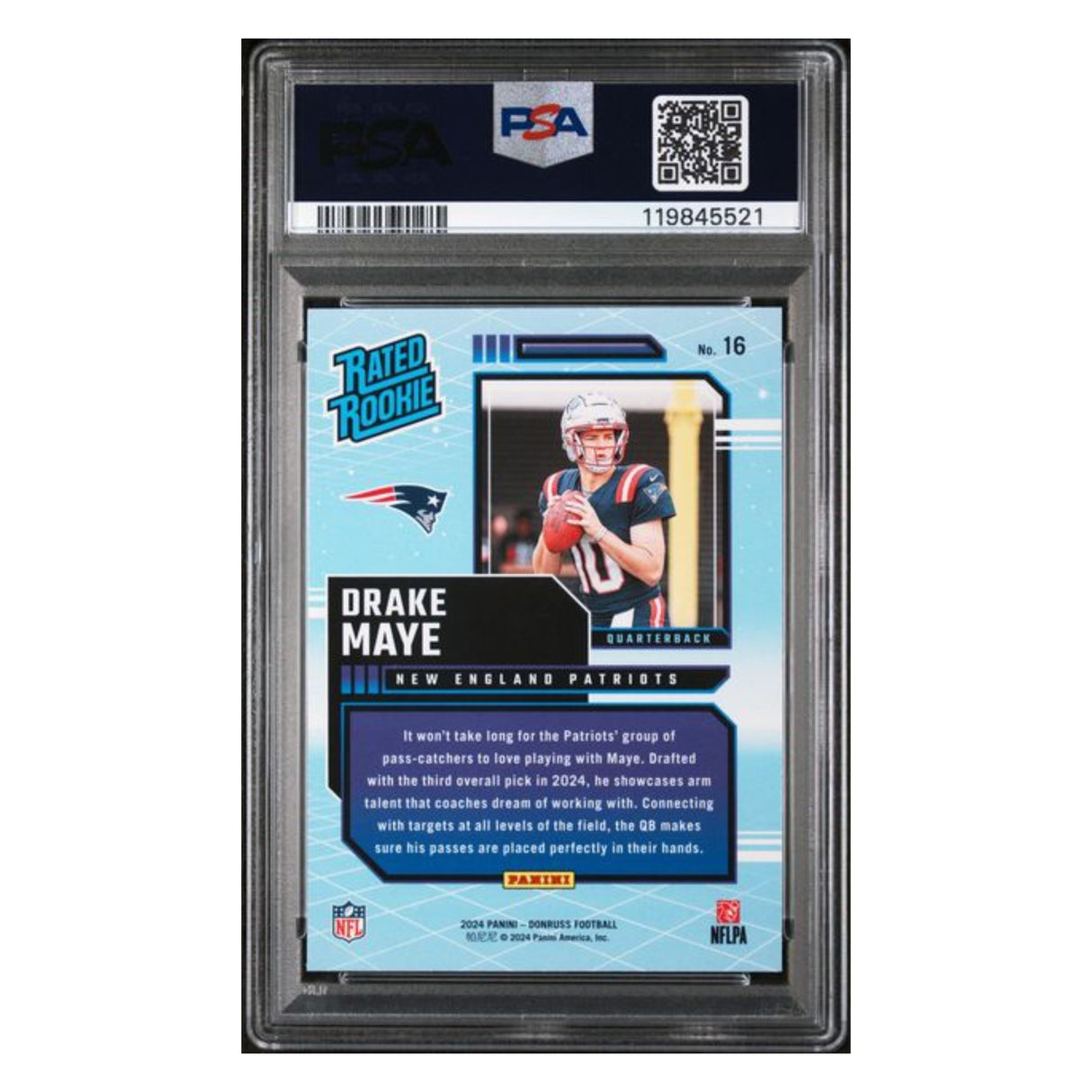 Drake Maye PSA 9 2024 Panini Donruss Rated Rookies Retro Card #16