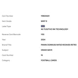 Drake Maye PSA 9 2024 Panini Donruss Rated Rookies Retro Card #16