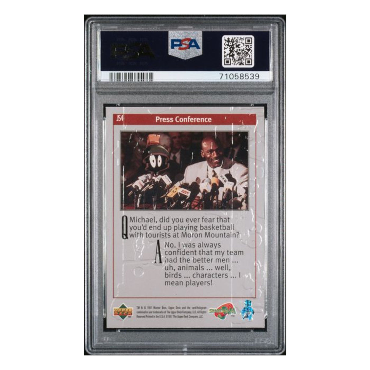 Press Conference PSA 9 1996 Upper Deck Space Jam Jordan's Silver Screen Card #JS4