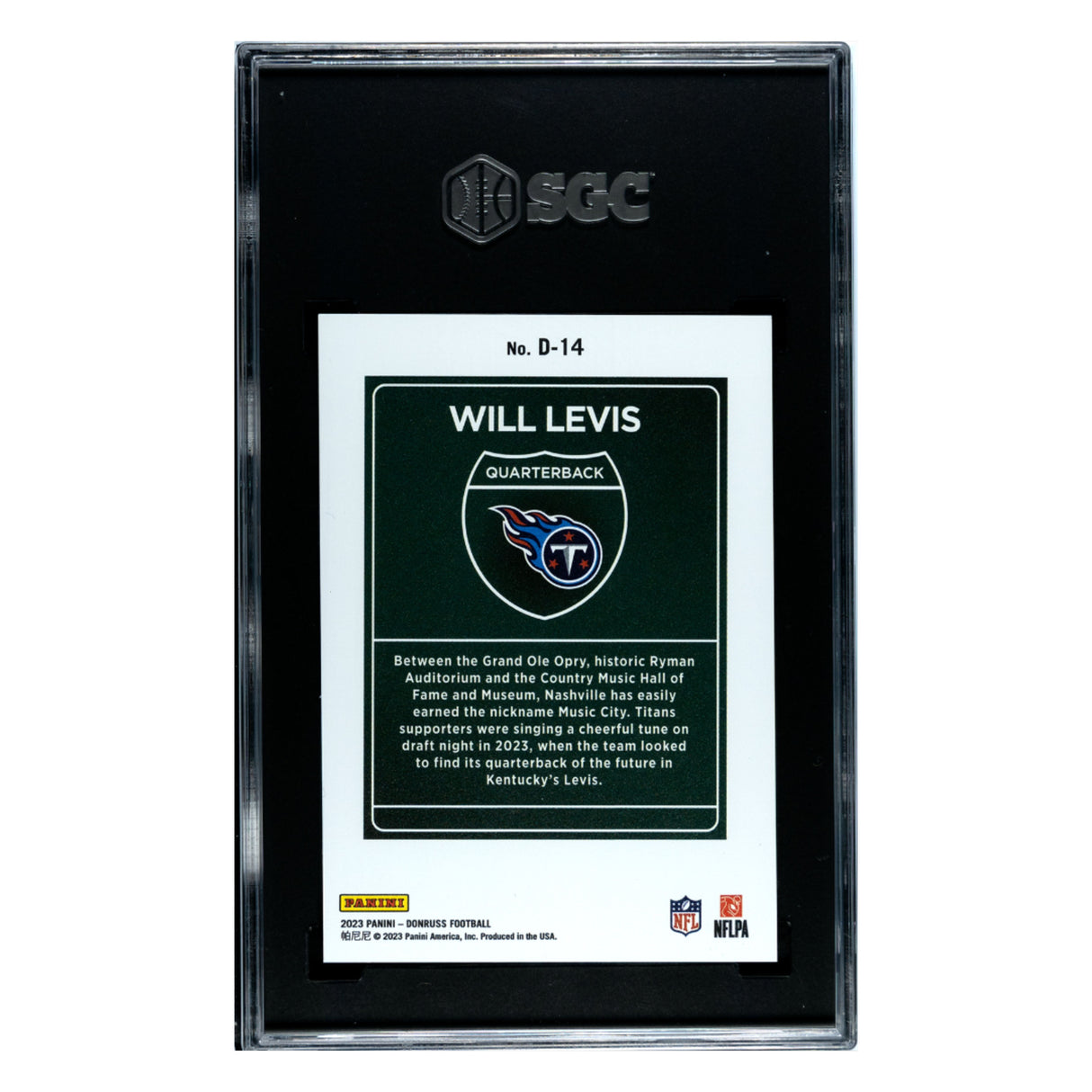Will Levis SGC 9.5 2023 Panini Donruss Downtown Rookie RC Card #D-14