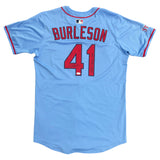 Alec Burleson St Louis Cardinals Autographed 2025 Game Used Baby Blue Jersey w/ Inscription - JSA COA