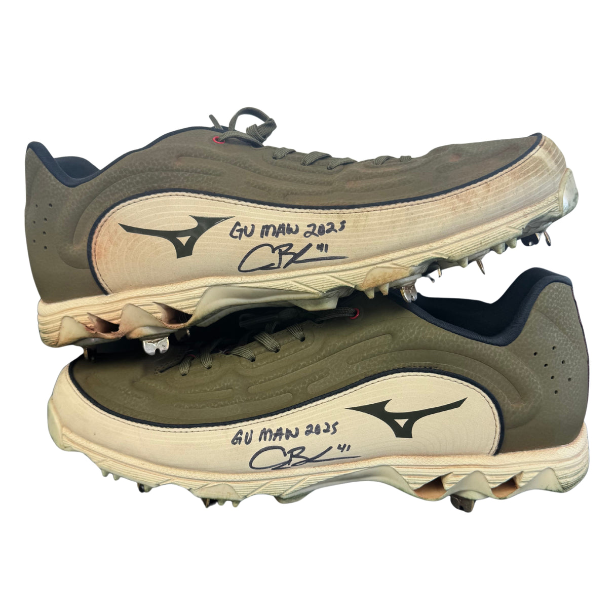 Alec Burleson St Louis Cardinals Autographed 2025 Game Used Military Appreciation Weekend Cleats w/ Inscription - JSA COA