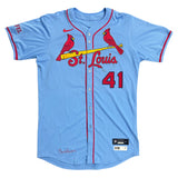 Alec Burleson St Louis Cardinals Autographed 2025 Game Used Baby Blue Jersey w/ Inscription - JSA COA