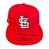 Alec Burleson St Louis Cardinals Autographed 2025 Game Used Jackie Robinson Hat w/ Inscription - JSA COA