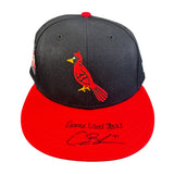 Alec Burleson St Louis Cardinals Autographed 2025 Game Used Hall Of Fame Hat w/ Inscription - JSA COA
