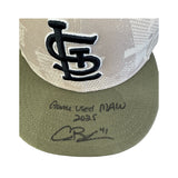 Alec Burleson St Louis Cardinals Autographed 2025 Game Used Military Appreciation Weekend Hat w/ Inscription - JSA COA