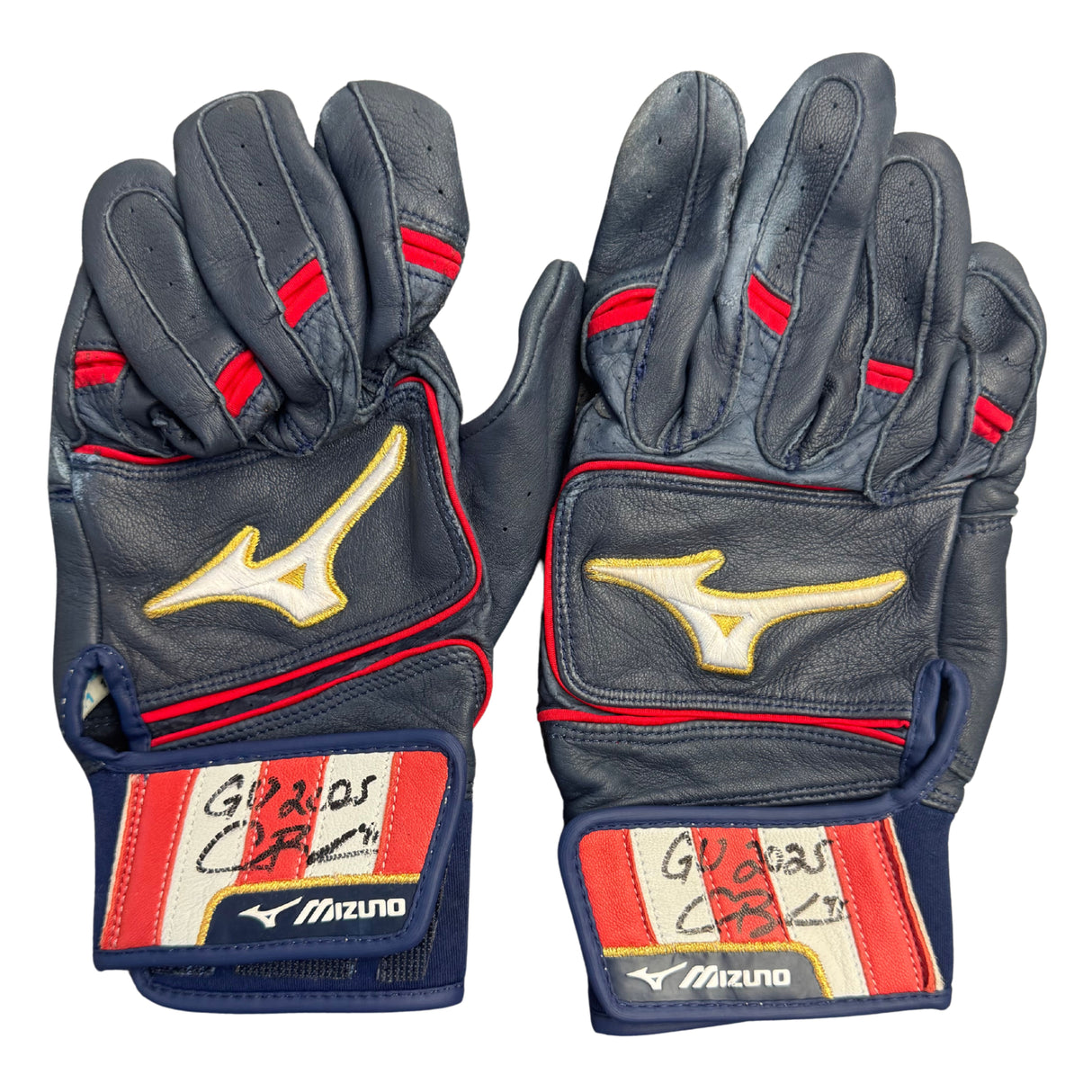 Alec Burleson St Louis Cardinals Autographed 2025 Game Used Navy Batting Gloves w/ Inscription - JSA COA