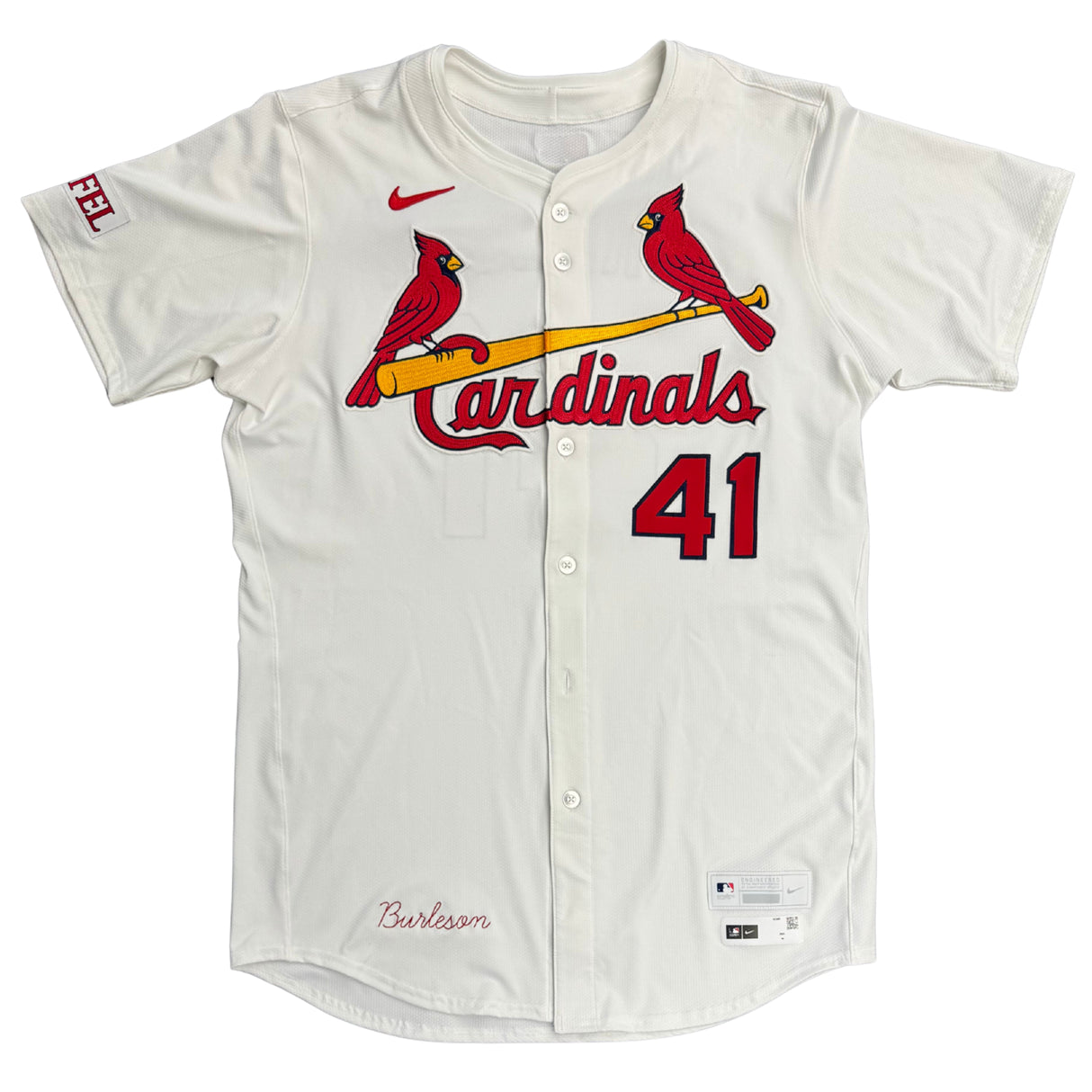 Alec Burleson St Louis Cardinals Autographed 2025 Game Used Home Jersey w/ Inscription - JSA COA