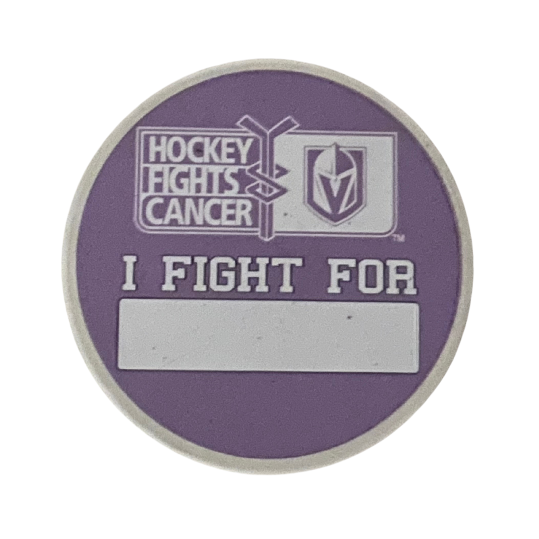 Vegas Golden Knights Hockey Fights Cancer Logo Puck