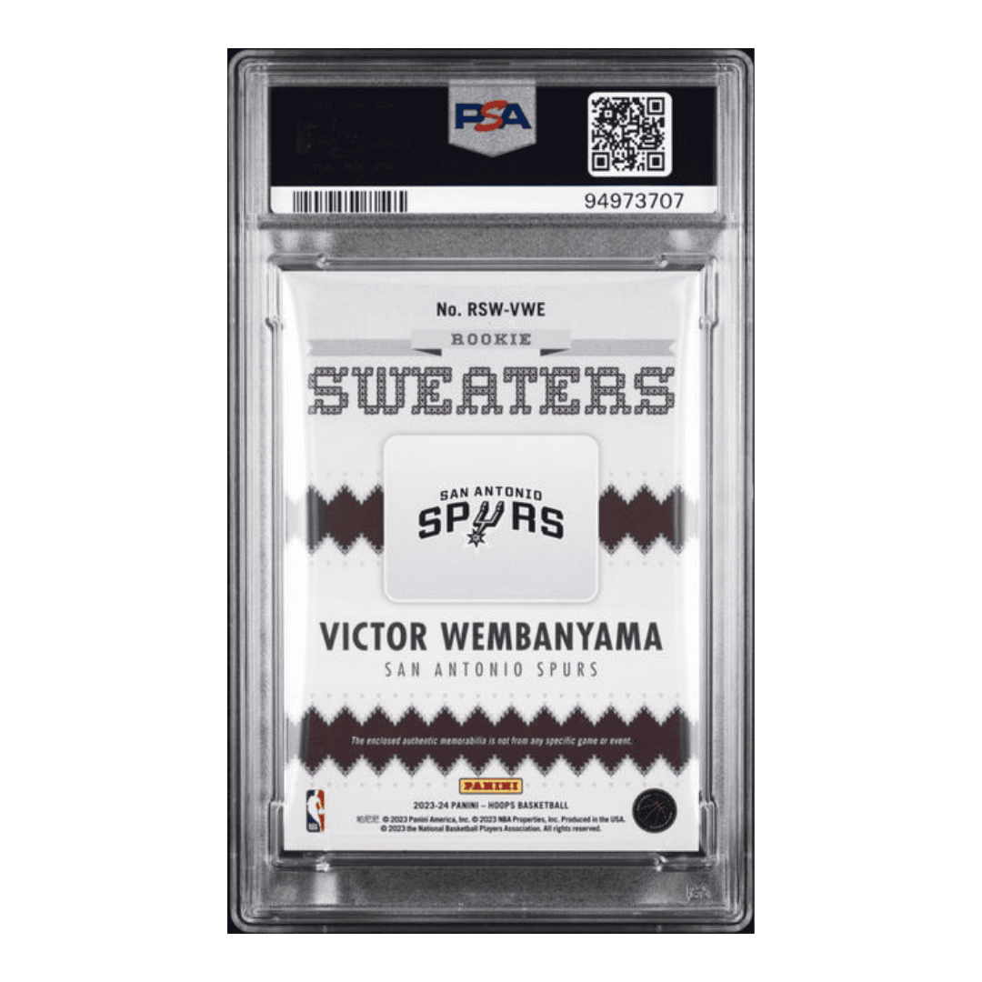 Victor Wembanyama PSA 8 2023 Panini Hoops Rookie Sweaters Card #RSWVWE