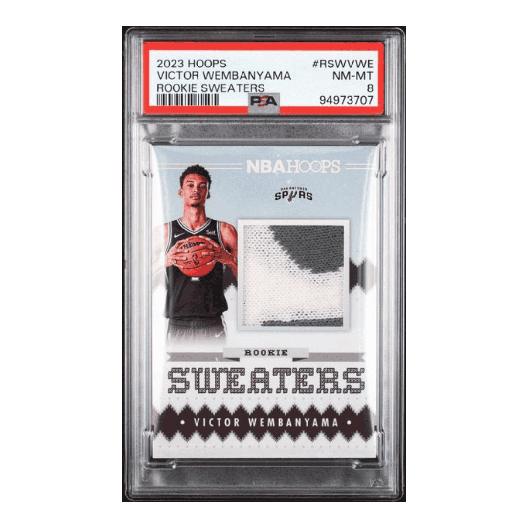 Victor Wembanyama PSA 8 2023 Panini Hoops Rookie Sweaters Card #RSWVWE