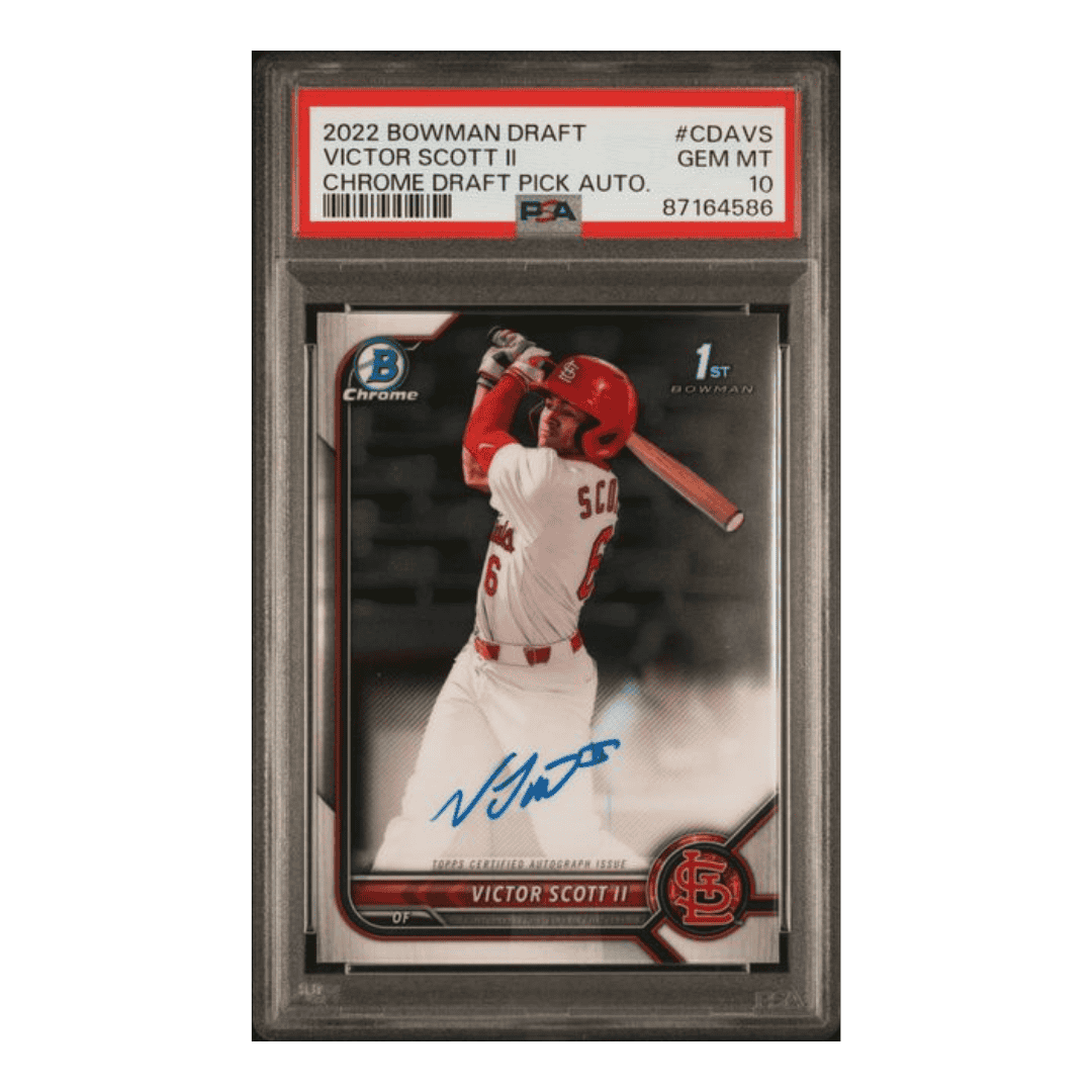 Victor Scott II PSA 10 2022 Bowman Chrome Draft Prospect Autograph Rookie RC Card #CDAVS