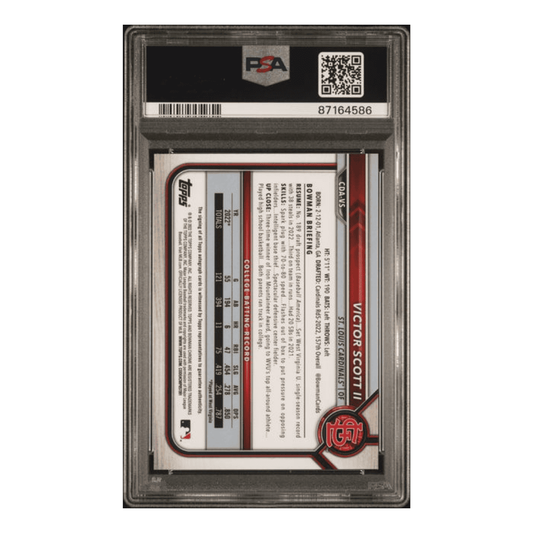 Victor Scott II PSA 10 2022 Bowman Chrome Draft Prospect Autograph Rookie RC Card #CDAVS