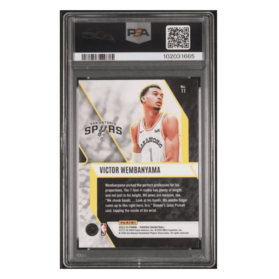 Victor Wembanyama PSA 10 2023 Panini Phoenix Fade to Black Silver Rookie RC Card #11