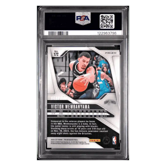 Victor Wembanyama PSA 9 2024 Panini Prizm Blue Fast Break Card #172