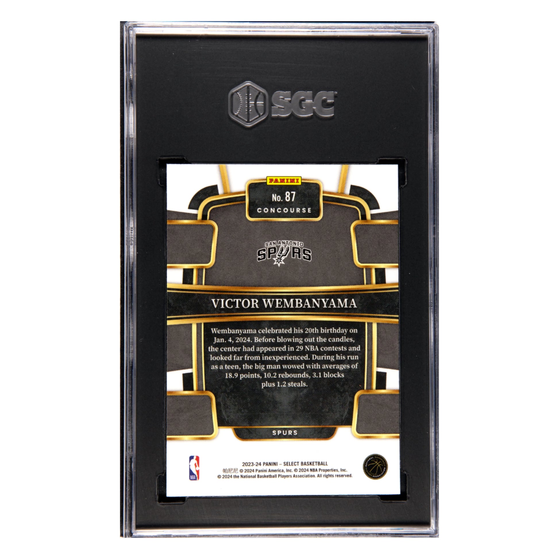 Victor Wembanyama SGC 9.5 2023-24 Panini Select Blue Retail Rookie RC Card #87