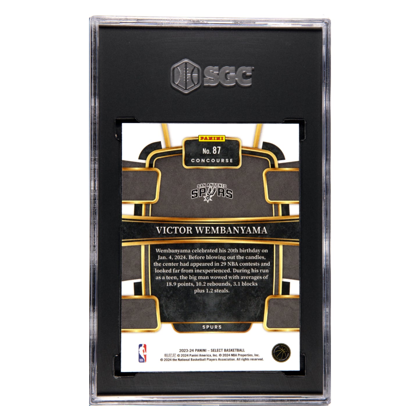 Victor Wembanyama SGC 9.5 2023-24 Panini Select Blue Retail Rookie RC Card #87