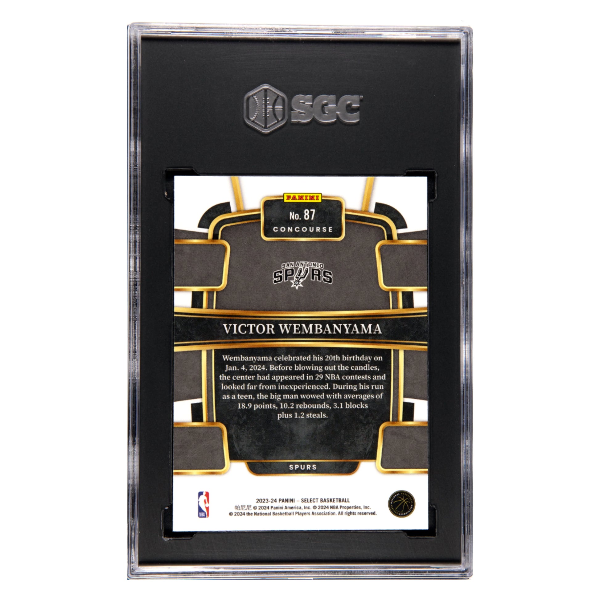Victor Wembanyama SGC 9.5 2023-24 Panini Select Blue Retail Rookie RC Card #87