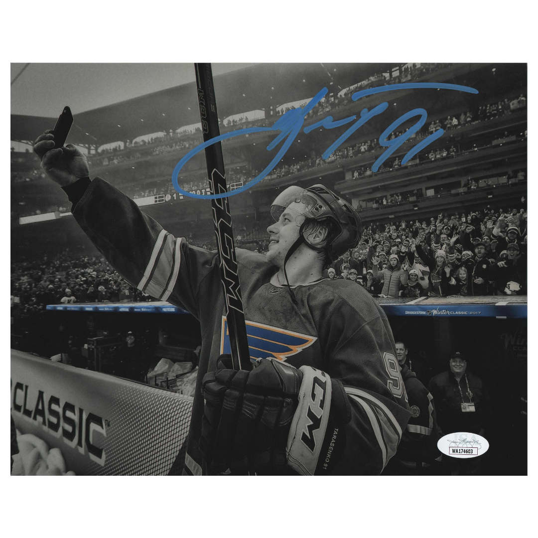 Vladimir Tarasenko St Louis Blues Autographed Black & White Selfie Photo - JSA COA